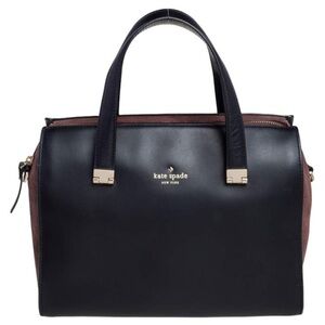 Kate Spade Black/Brown Leather and Suede Zip Satchel handbag